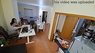 maid in flip flops gets internal cumshot while riding