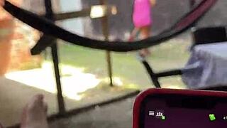 Beautiful Neighbor Flashes Big Tits in Panties, Offering Exotic Fun for Payment.