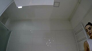 hot brunette college girl mini tennis skirt over knee socks bathroom shows panties under short skirt no panties