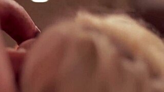 Erotic blonde lover sucking cock with sensual blowjob and cumshot