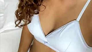 beautiful petite 18+ woman teases in amateur selfie masturbation