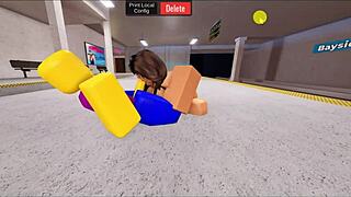 Roblox Bitch Gets Fucked Hard by Three Noobs in Gangbang!