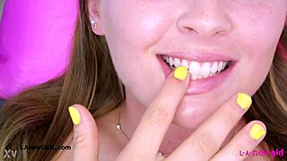 cute teen 18+ blonde flaunts sexy body on sofa. watch her tease in solo pov.