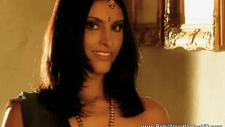 The dance of the erotic veil features an indian brunette undressing and dancing nude with clothes ripped