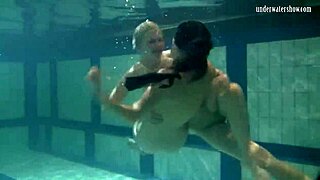Bouncing tits of lesbians Katka and Barbara underwater