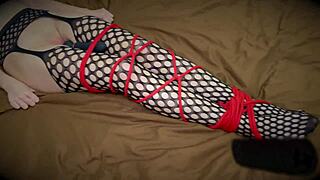 bound girl reaches climax with toy