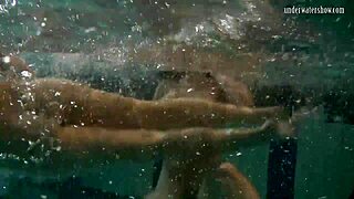 Bouncing tits of lesbians Katka and Barbara underwater