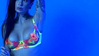 Petite Busty Milf Joanna Angel Slips Out Of Her Colorful Neon Lingerie!