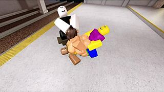 Roblox Bitch Gets Fucked Hard by Three Noobs in Gangbang!