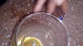 Salty rain falls on the shaved pussy of a milf wife