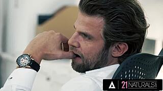 hot brunette alyssa reece feels horny for anal sex at the office. she bends over for passionate doggystyle and cowgirl riding.