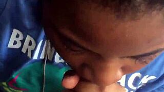 ebony teen sucks my cock in the pouring rain outside