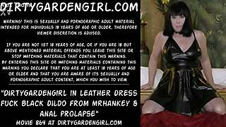 hey, wanna see dirtygardengirl in leather dress slam a huge black dildo?