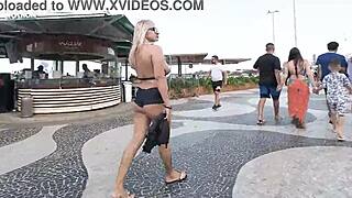 wearing mini shorts strolling in copacabana as guys eye-fuck me sensually 😏👀