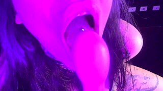 Check me out showing off with my pierced tits and vibrator!