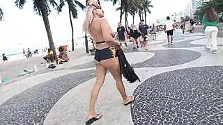 wearing mini shorts strolling in copacabana as guys eye-fuck me sensually 😏👀