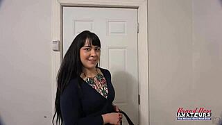 Busty Brunette Coed Victoria Sucks a Boner and Gets Banged from Behind