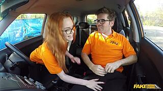 Ella Hughes gets pussy fucked in driving lesson