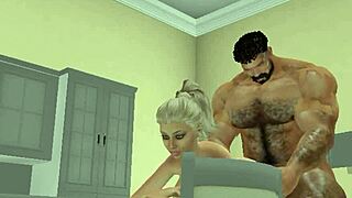 Wow, lucky neighbor fucked by muscular hunk with big tits!