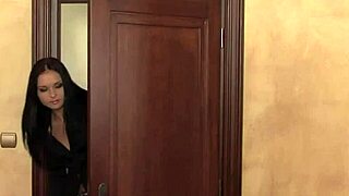 Naughty lesbian maid uses dildo on lover's ass 😘