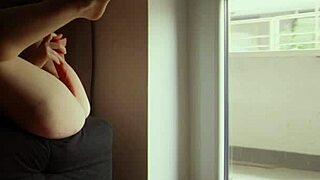 showing neighbours my wet trimmed pussy masturbation routine in close up exhibitionism, feeling so sexy and muscular