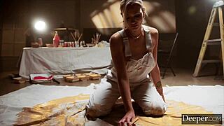 Deeper erotic artist Mia obsesses collector with licking