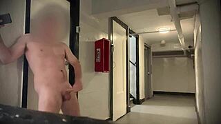 stroking in public, almost got caught by neighbors.