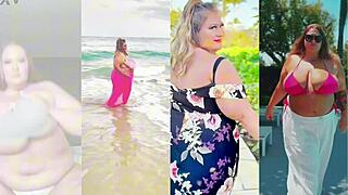 Fat blonde bbw milf plays with her holes and tits