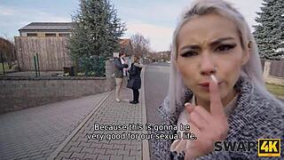 Busty beauty cucked in threesome?