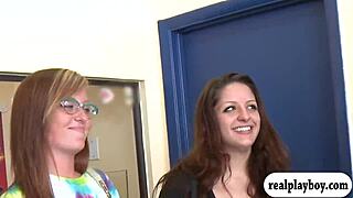 pretty babes excitedly flash their tits and nice ass for cash in the garage