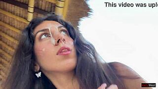 Waiter Cums on Face in Public Cafe