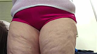 Hey, camera man, why are you jerking off and cumming on this chubby milf's big butt by accident?