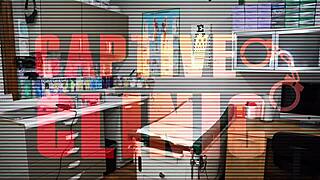 strangers spanking shaved pussy in latex handcuffs