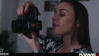 Huge Tits Brunette Grows Cock