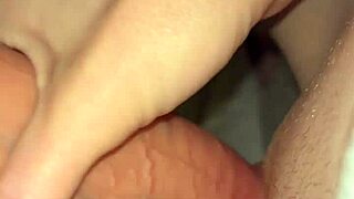 redhead petite girl with small waist shows her tiny pussy to big cock in retro homemade scene