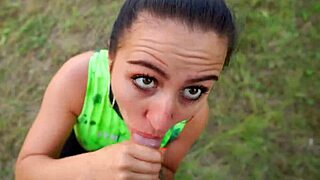 I felt so powerful making my fitness trainer deepthroat my huge cock and take a facial outdoors