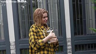 she stayed home alone and fucked the young gardener passionately. skinny and pretty in street sex