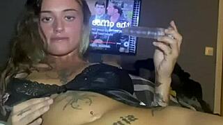 Hey, this teen goth whore is fucking her tight pussy