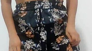 the cute latina woman dances in lingerie, shaking her huge ass and showing tits beautifully.