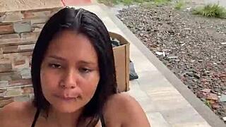 Babe Sucks Stranger's Cock Outdoors For Thirty Dollars In Public View