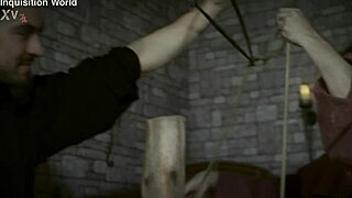 Tormented whore Judith bound to chair with clamps on tits