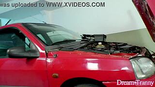 hot tranny luana alves surrenders her ass to the car mechanic