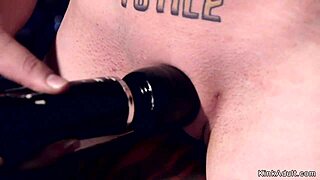 Blonde in Doggy Bondage Gets Caned Hard!