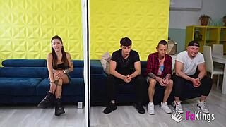 young rubi on a hardcore date, choosing one guy to connect with among three