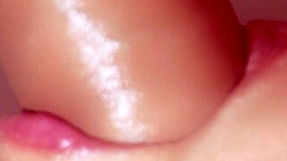 Cheating wife swallows cum in close-up view