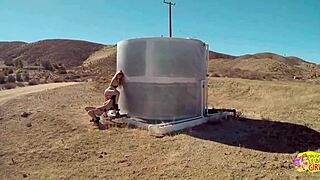 being outdoors does not stop the brunette and blonde lesbians from eating pussy and tribbing