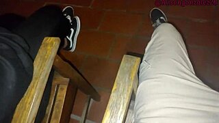 My best friend swallows my cock on the balcony while a neighbor almost catches us