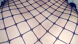 DEEP SLOW ANAL SEX WITH SKINNY WIFE IN MESH STOCKINGS