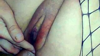 DEEP SLOW ANAL SEX WITH SKINNY WIFE IN MESH STOCKINGS