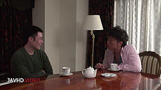 Japanese milf sucks before hard creampie action!